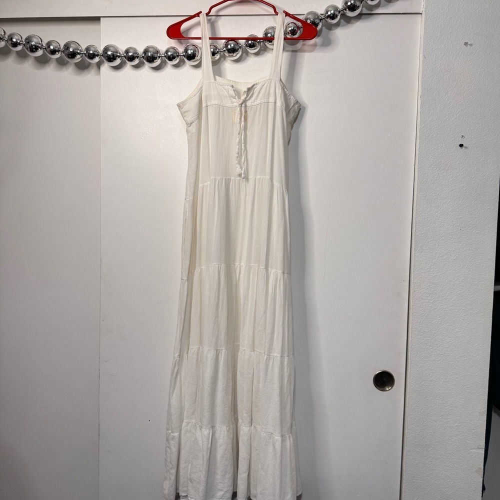 9seed Sayulita White Gauzy Cotton Strappy Tiered Maxi Dress - Picture 10 of 10
